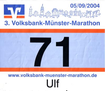 Startnummer 71 beim 3. Volksbank-Münster-Marathon